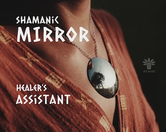 Mirror Pendant - Protection Amulet - Shaman Mirror - Protection Kit - Shamanic Tools - Full Moon Necklace - Good Luck Amulet