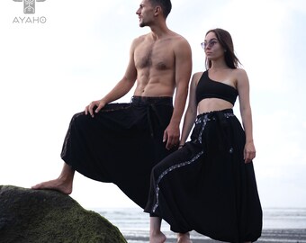 Cotton Harem Pants - Mens Yoga Pants - Mens Hippie Pants - Shaman Clothing - Unisex Bohemian Pants - Bohemian Clothing