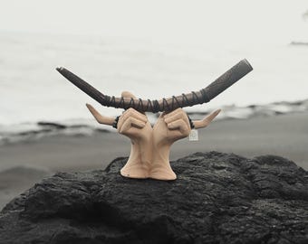 Tepi con piedra Ye Ming Zhu / Aplicador de rapé artesanal para ceremonia