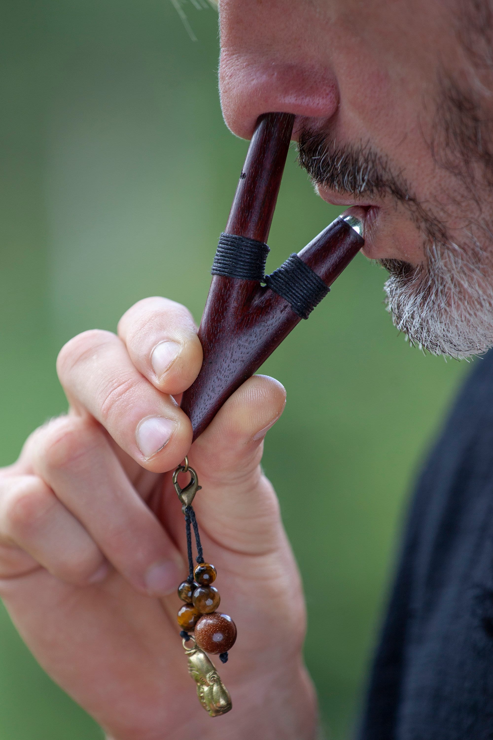 Rosewood Kuripe Pipe: Shamanic Hape Snuff Applicator With Silver Tips
