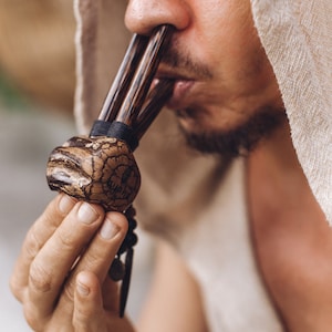 Double Kuripe Pipe for Hape Snuff – Wooden Shamanic Applicator | Made of Ayawaska