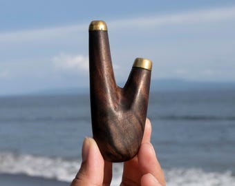 Palissander Kuripé-pijp - Handgemaakt hulpmiddel voor spirituele ceremonie op Bali