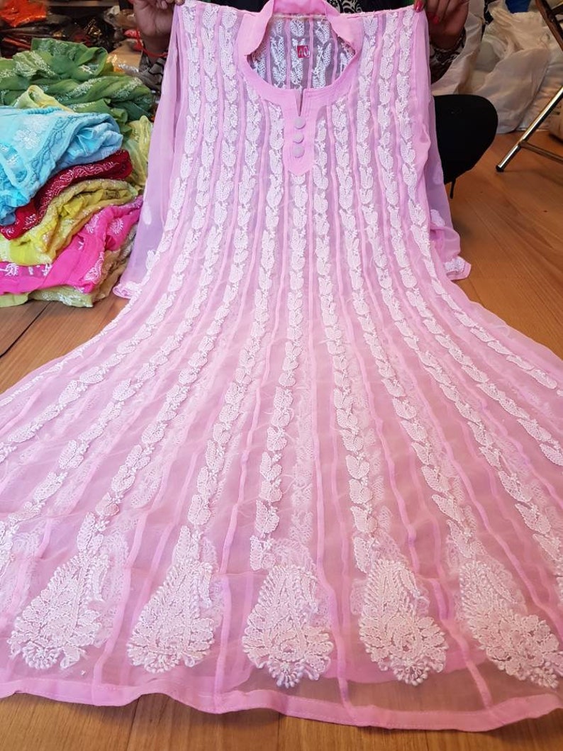 Lucknow Chikankari indian women's anarkali kurti /dress . Etsy