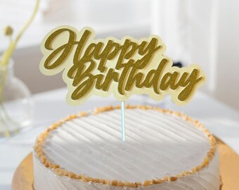 Happy Birthday Kuchen Topper Gold Glitzer Geburtstagskuchen Torten Dekoration Party handgemachtes Geburtstagsgeschenk Kuchenstecker Geburt