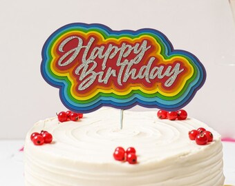 3D Regenbogen Happy Birthday Kuchen Topper Kuchen Decoratie Geburtstag Feestdecoratie LGBTQ