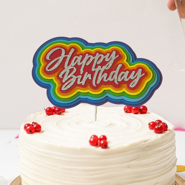 3D Regenbogen Happy Birthday Kuchen Topper Kuchen Dekoration Geburtstag Party Dekoration LGBTQ