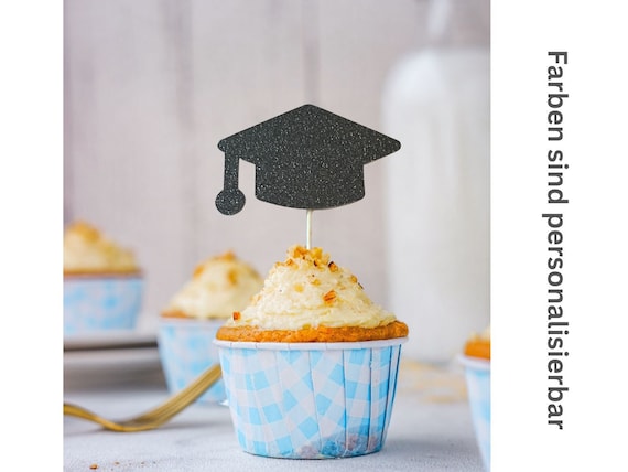 Glitzer Doktor Hut Bachelor Master Abschluss Muffin Topper Abschluss Geschenk Party Dekoration