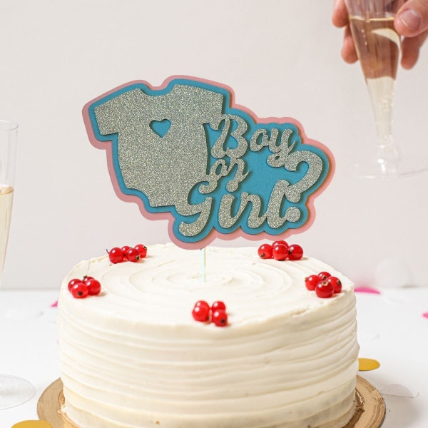 Boy or Girl Babyparty Kuchen Topper für Genderreveal Baby Party Kuchen Auflage Torten Dekoration Geburt