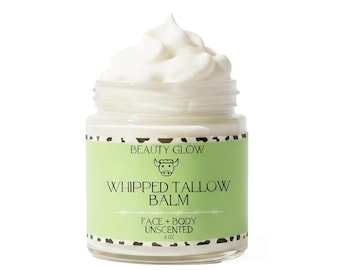 Suif de boeuf fouetté biologique + huile de rose musquée pour le visage et le corps lotion crème hydratante pour peaux sèches, eczéma et soins de la peau de bébé Sans parfum 120 ml