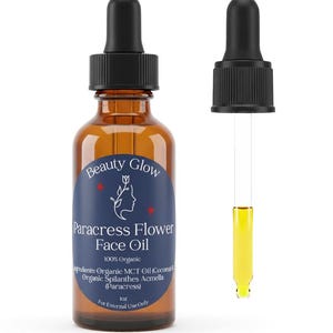 100% Organic Paracress Flower Spilanthes Facial Oil Serum for Face MCT Coconut Oil Infused Paracress Spilanthes Acmella Oleracea 1 Fl Oz