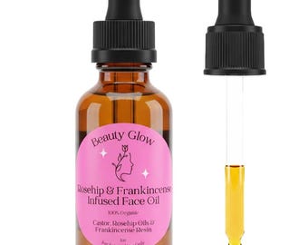 Frankincense Resin Infused Organic Castor & Rosehip Oils for Face Age Defying Moisturizer Cold Pressed Serum Natural Hydrates Skin 1 Fl Oz
