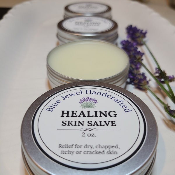 Healing Salve, Dry Chapped Skin, Itchy Skin, Rash, Cracked Heels, Handmade, All Natural, Essential Oils