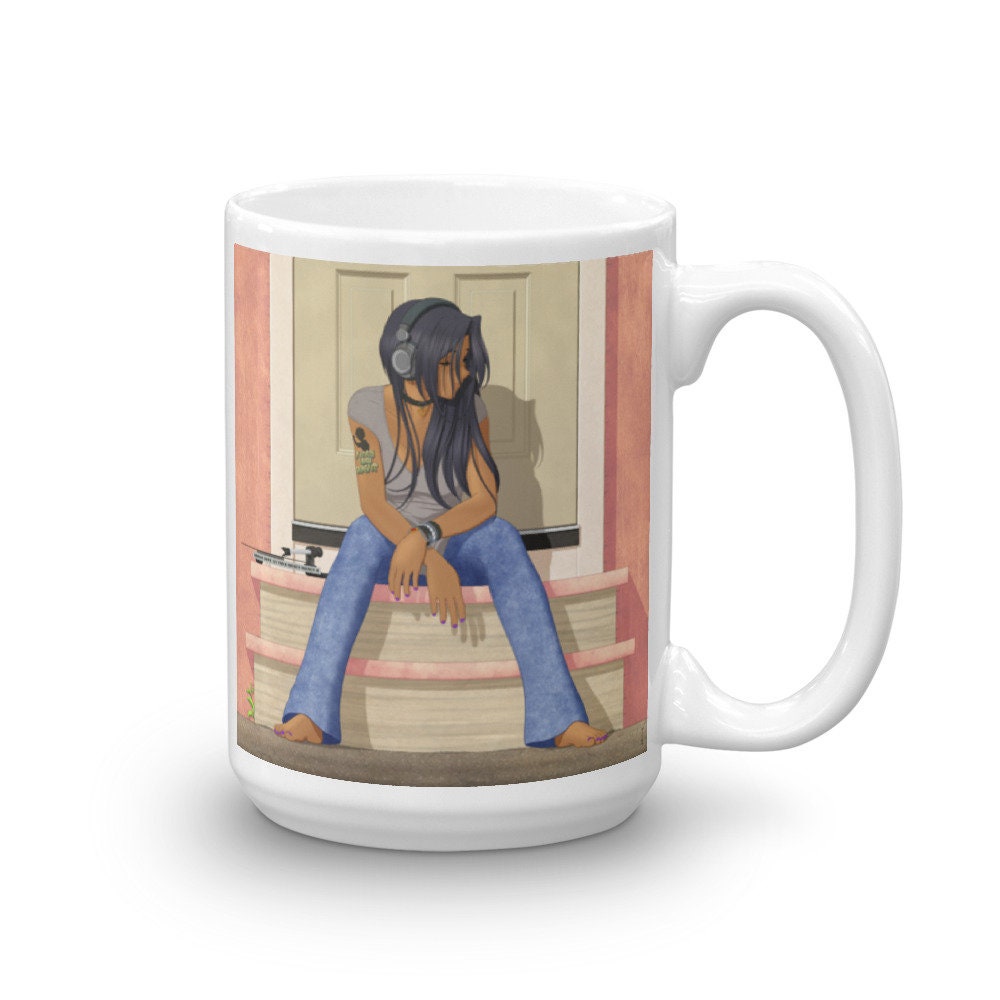 Chill Coffee Mug Anime Art Anime Style Art Chillin Groovin Relax 15oz