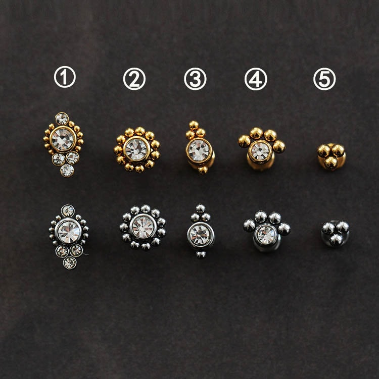Flat Back Cluster Barbells in 5 Variations, Each with a Choice of Sil…