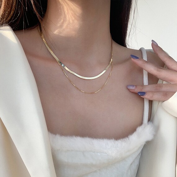 Simple Double Chain Necklace Made With 