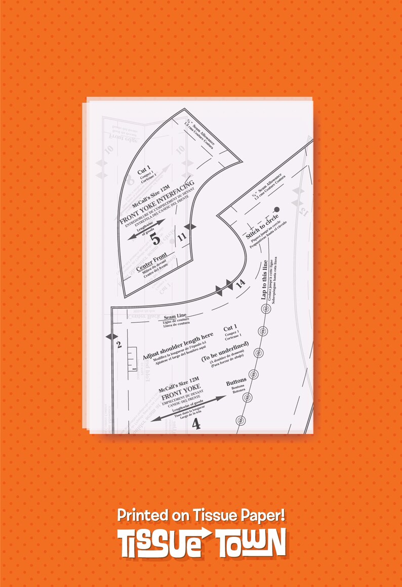 Tissue Paper Reprint Pauline Trig\u00e9re Size 14 McCall/'s New York Designers/' Collection Plus 8894 Reproduction Vintage Sewing Pattern