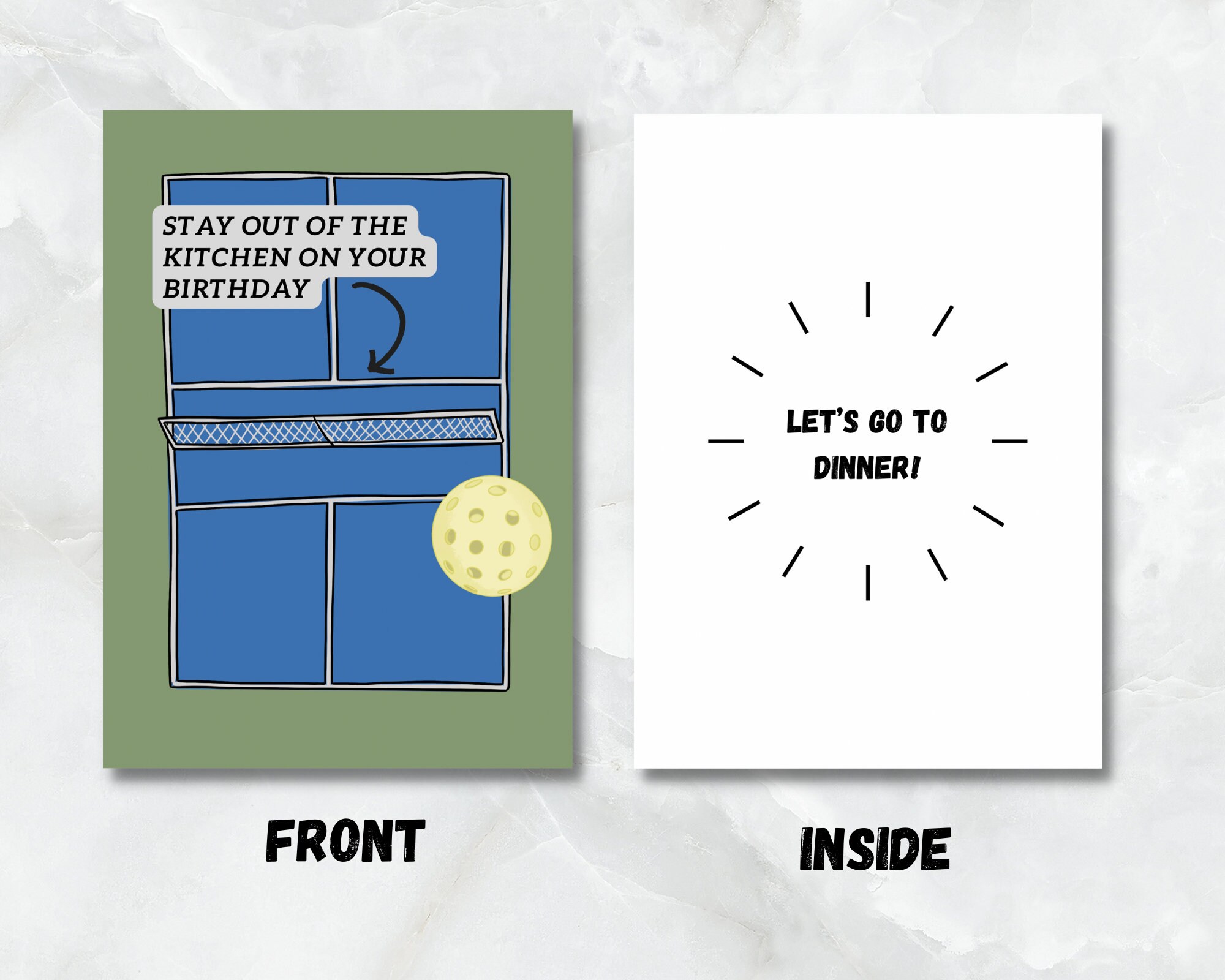 Pickleball Birthday Card 4x6 Funny Pickleball Greeting Card Etsy