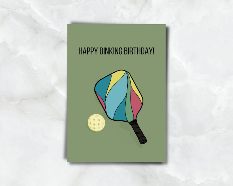 Pickleball Birthday Card 4x6 Pickleball Paddle Greeting Etsy