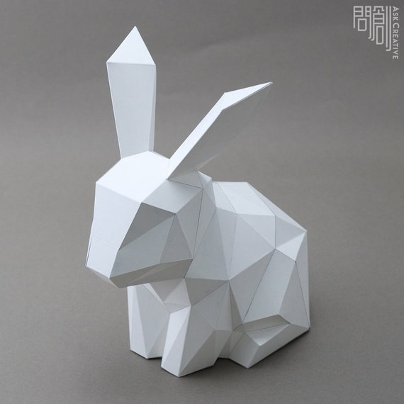 Rabbit Paper Model Bunny Paper Model papercraft DIY Low 