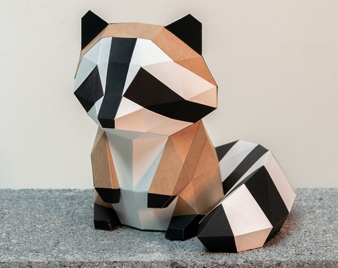 RACCOON 3D Papercraft / 3d Origami Raccoon / Papercraft Animals ...