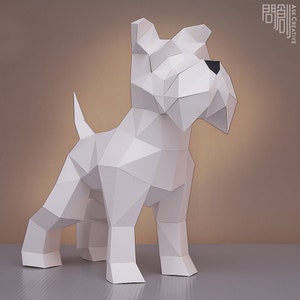 Modelo de papel Schnauzer, Papercraft, DIY, Low poly, PDF Papercraft, Modelo Schnauzer, Schnauzer low poly, Schnauzer