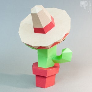 MaxicanCactus,Papercraft , DIY , Low poly , PDF Papercraft , Cactus Model , Cactus low poly image 3