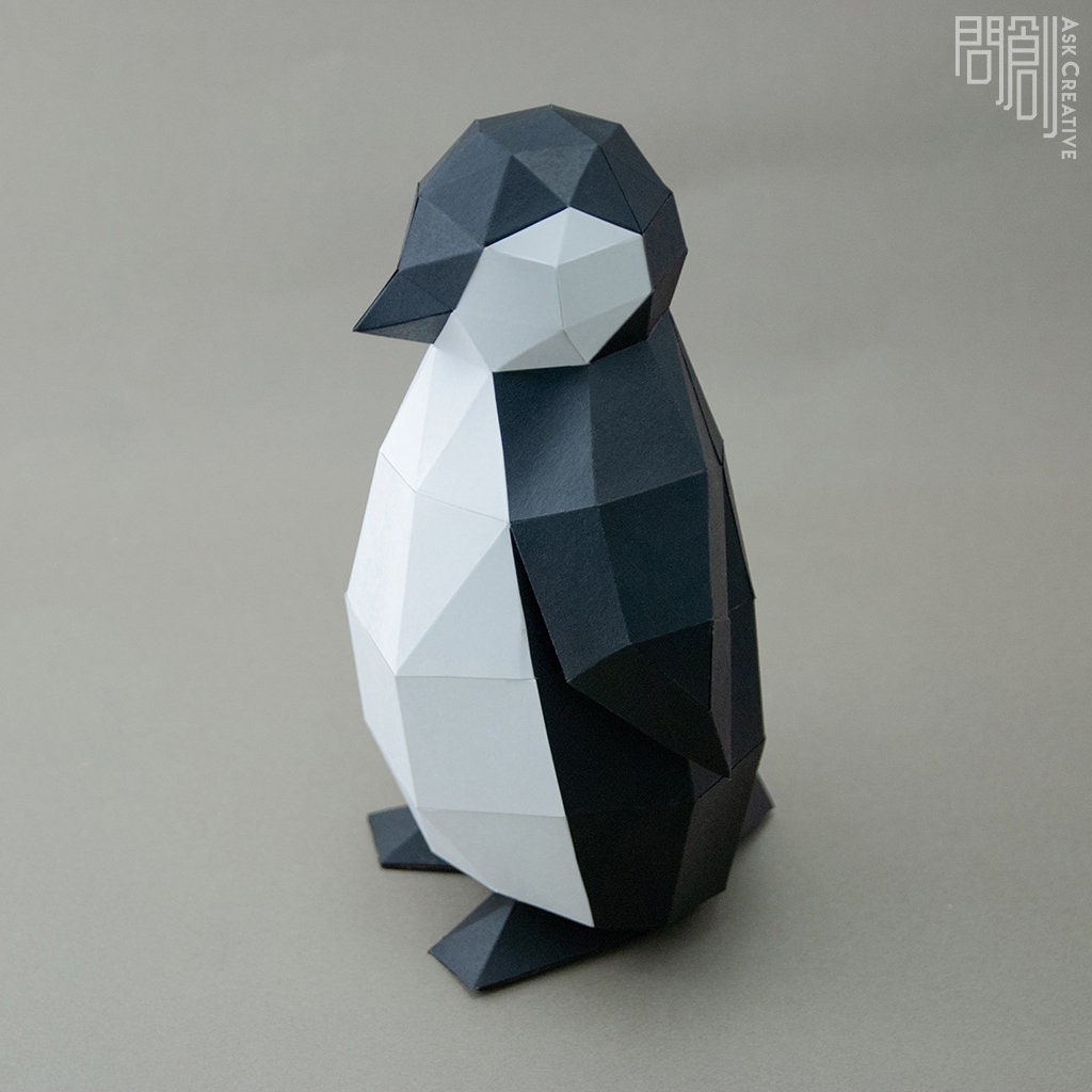 Penguin Paper Model papercraft DIY Low Poly PDF - Etsy