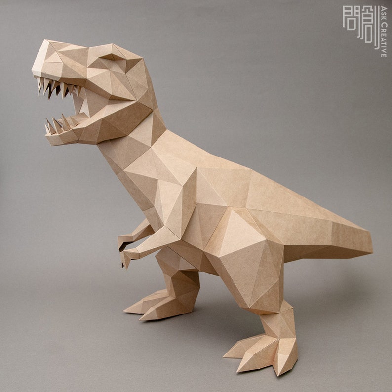 T Rex Paper Model Rex Paper Model papercraft DIY Low Etsy