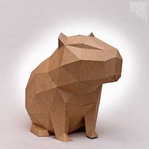 Modello di carta Capibara, Papercraft, Fai da te, Low poly, PDF Papercraft, Modello Capibara, Capibara low poly, Capibara