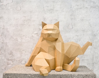 Beinheber Katze Papiermodell , Papiermodell , DIY , Low poly , Fat Cat Model , PDF Papiermodell , Beinheber Katze , Katze low poly