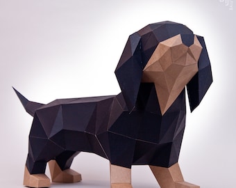 Dachshund paper model ,Papercraft , DIY , Low poly ,  PDF Papercraft , Dachshund Model , Dachshund low poly , Dachshund