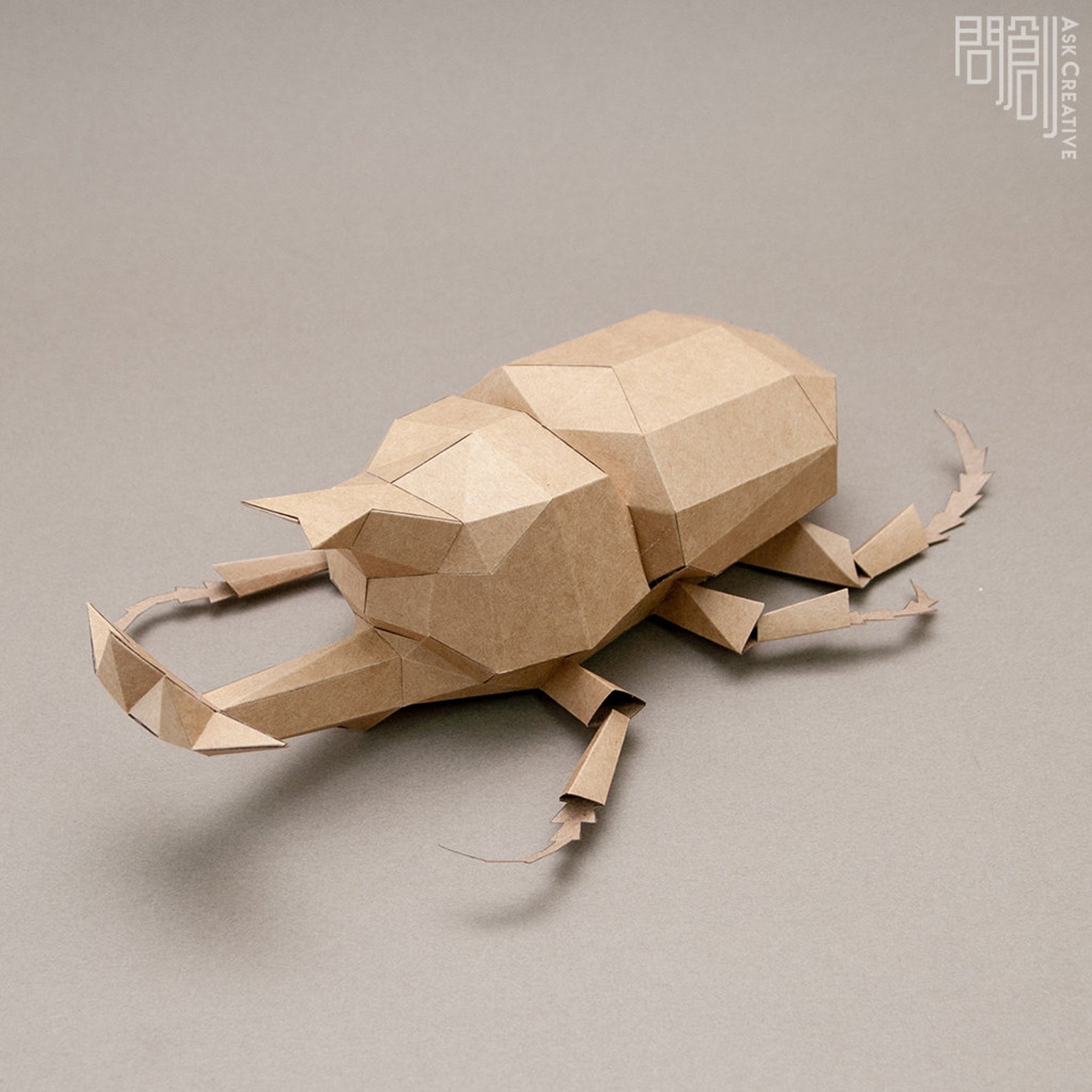 Horn Beetle Paper Model papercraft DIY Low Poly PDF Etsy