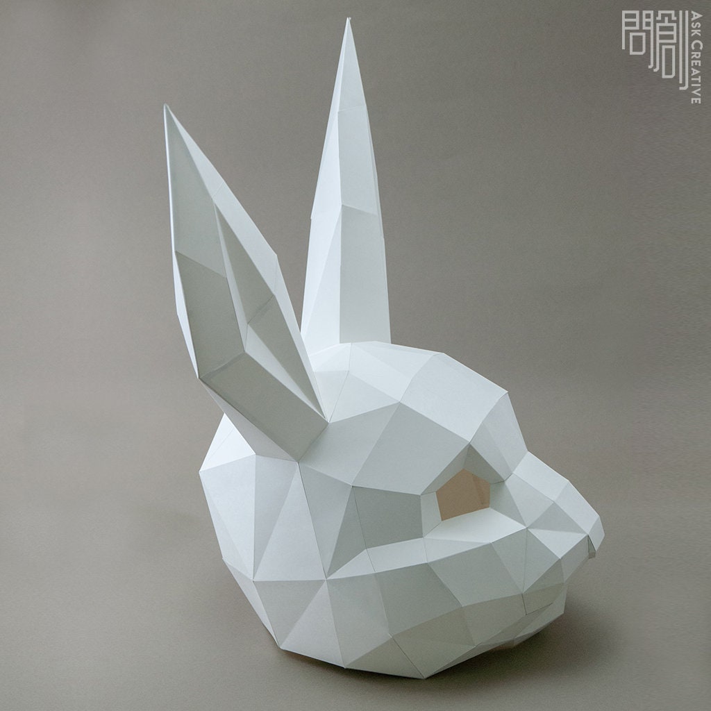 Rabbit Mask Papercraft DIY Low Poly Mask PDF Papercraft - Etsy Canada