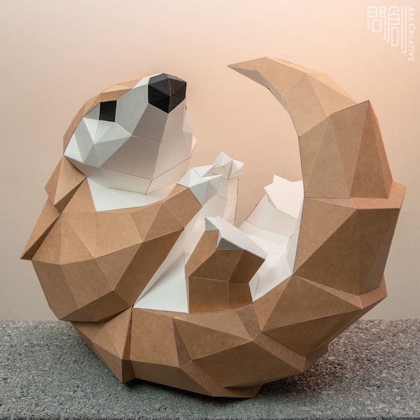 Pangolin paper model ,Papercraft , DIY , Low poly ,  PDF Papercraft , Pangolin Model , Deer low poly , Pangolin