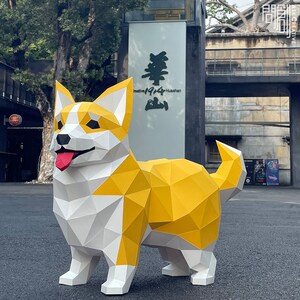 Modello di carta Corgi a grandezza naturale, Papercraft, fai da te, Low poly, PDF Papercraft, Corgi