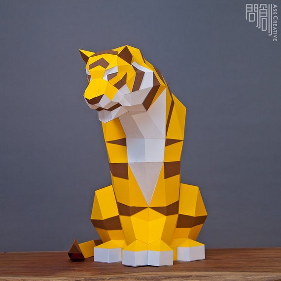 Papercraft recortable de un tigre  Proyectos de manualidades con