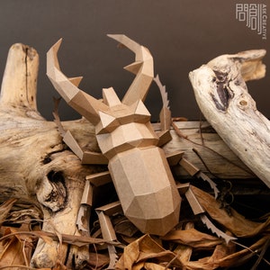 Modelo de papel de besouro-veado, Papercraft, DIY, Low poly, PDF Papercraft, Lucadinae, Besouro