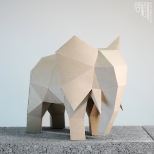 Modelo de papel de elefante, Manualidades de papel, Bricolaje, Bajo poli, Modelo de elefante, Manualidades de papel en PDF, Elefante, Elefante de bajo poli