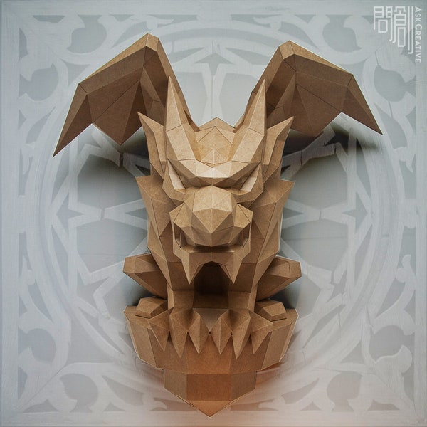 Wasserspeier A, Papercraft , DIY , Low poly , PDF Papercraft , fantasy Model , vieleckig , Wasserspeier.