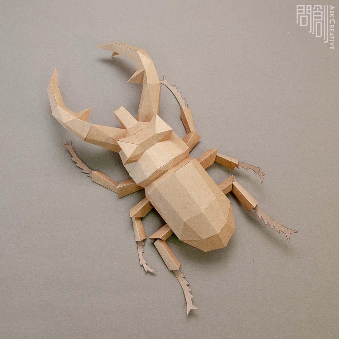 Stag Beetle Paper Model papercraft DIY Low Poly PDF Etsy