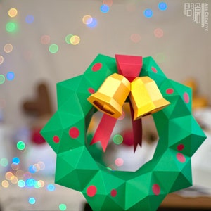 Christmas Crown,Papercraft , DIY , Low poly ,  PDF Papercraft , Christmas Crown Model , Christmas Crown low poly , Xmas