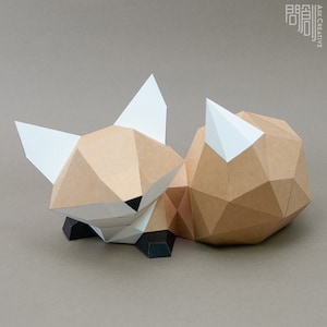 Modello di carta volpe, Papercraft, fai da te, Low poly, PDF Papercraft, modello volpe, volpe low poly