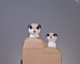 Modello di carta Peek Over suricati, Papercraft, fai da te, Low poly, modello suricato, PDF Papercraft, Peek Over suricato, meerkat low poly