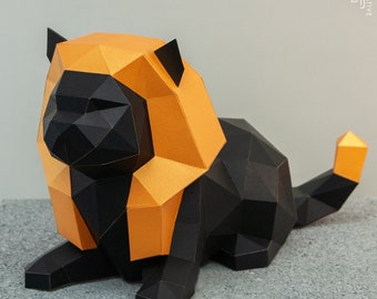 Modello di carta Bastet, Papercraft, fai da te, Low poly, PDF Papercraft, modello fantasy, poligonale, Dio egiziano