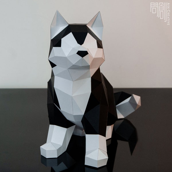 Husky Papiermodell , Papiermodell , DIY , Low poly , PDF Papier , Husky Model , Husky low poly , Husky