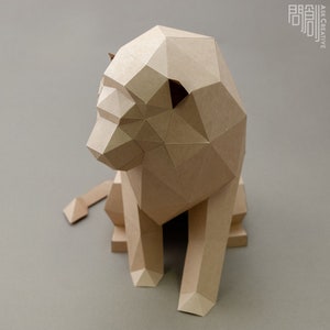 Lion paper model ,Papercraft , DIY , Low poly , PDF Papercraft , Lion Model , Lion low poly , Lion image 3