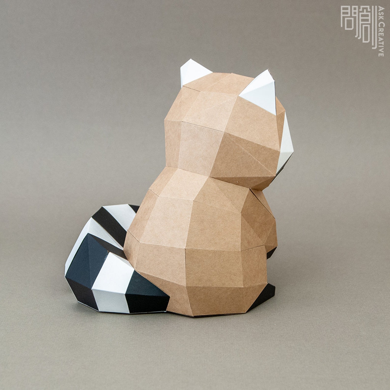 Raccoon paper model Papercraft DIY Low poly PDF Etsy
