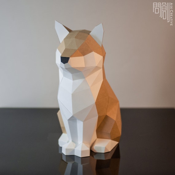 Shiba Inu Paper Model Papercraft Diy Low Poly Pdf Papercraft Shiba Inu Model Shiba Inu Low Poly Shiba Inu Shiba