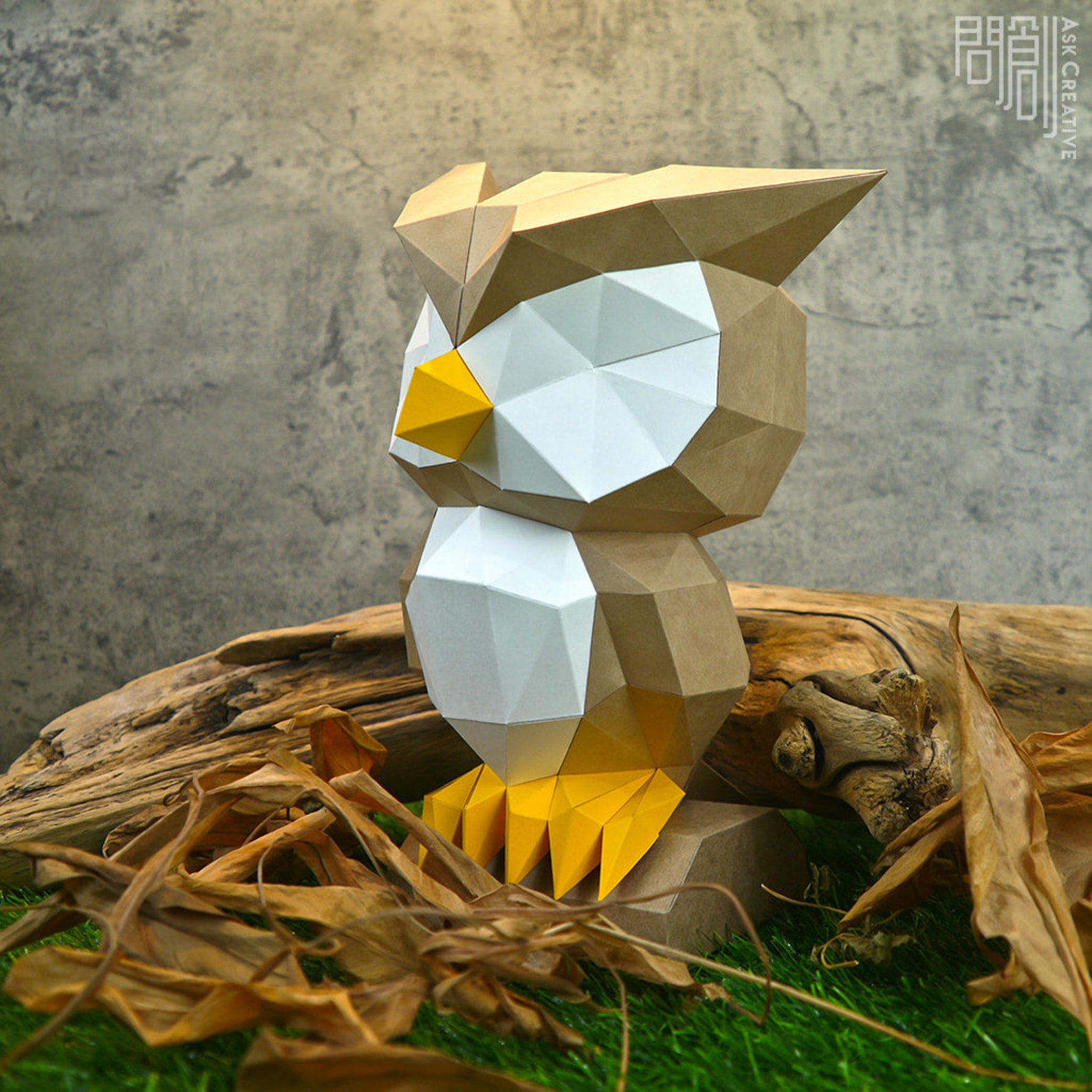 Owl Paper Model papercraft DIY Low Poly PDF Papercraft Etsy