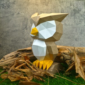 Owl paper model ,Papercraft , DIY , Low poly ,  PDF Papercraft ,  Owl Model , Owl low poly ,Owl